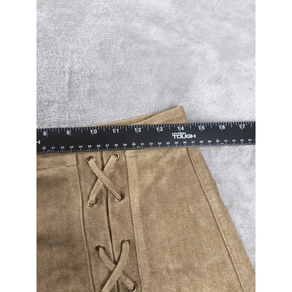 She + Sky Faux Suede Mini Skirt Womens Small Tan Lace Up Boho Western‎